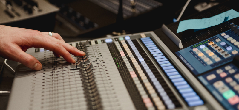 A sound mixing desk